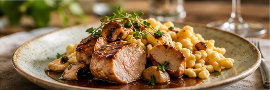 Gericht mit Spätzle aus dem ersten Gestaltungsentwurf